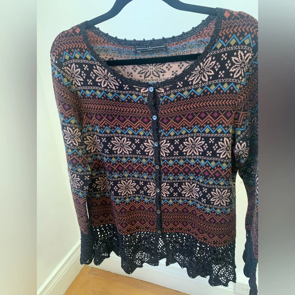 Peruvian Connection Multicolor Patterned Cardigan - Picture 4 of 15